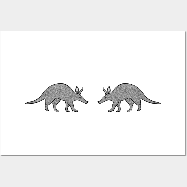 Aardvarks in Love - cool and fun animal design on white Wall Art by Green Paladin